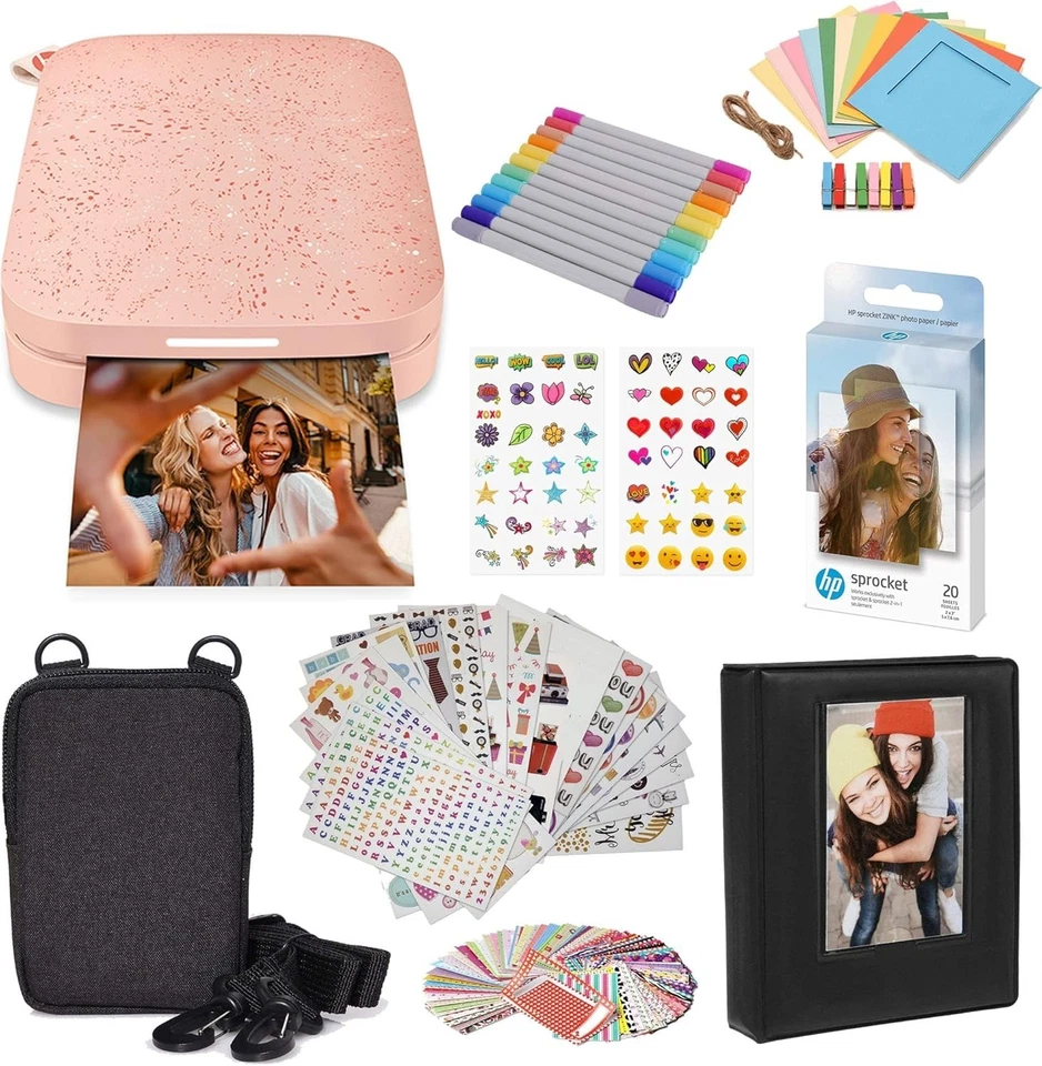 HP Sprocket Portable 2x3 inch Instant Colour Photo Printer (Blush Pink) Starter - Image 1 of 4