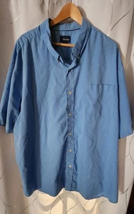 Basic Editions Men's Short Sleeve Button Down Collared Blue Shirt Size 4XL - Picture 1 of 5
