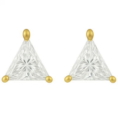 Tachuelas triangulares de diamantes extraídos naturales de oro amarillo de 14 k (2,01 quilates E Vs2-si1) Foto 1 de 4