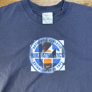 Vintage Nike Gray Tag Long Sleeve Blue Shirt Made In USA Size Large - Picture 1 of 11