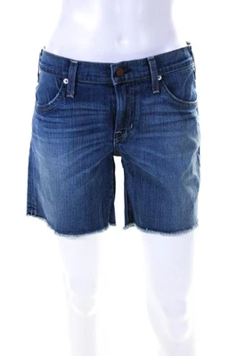 Pantalones cortos para mujer Elizabeth and James con dobladillo crudo tiro medio hasta la rodilla azules talla 27 Foto 1 de 4