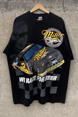 Camiseta NASCAR Rusty Wallace 1996 Vintage Negra Para Hombre XXL Doble Cara Miller Foto 1 de 4