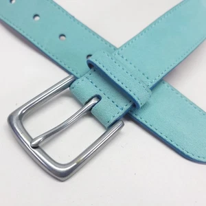 Vineyard Vines Suede Belt 36 Leather Preppy Seafoam Blue Green - Picture 1 of 17