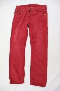 True Religion Herren 33x32,5 Jeans Rebel Rot Straight Denim Rücken Pattentaschen - Bild 1 von 14