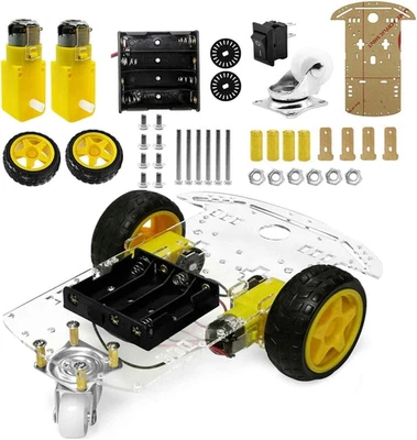 Kit de chasis de coche robot inteligente 2x2 con codificador de velocidad caja de batería 2 ruedas Arduino Foto 1 de 4