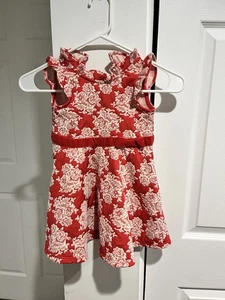 Vestido Janie and Jack Niñas Talla 2T Rojo y Blanco Floral Sin Mangas Jacquard - Imagen 1 de 9