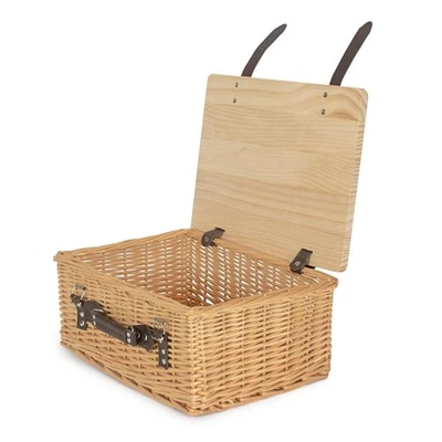 41cm Buff Willow Empty Picnic Basket with Pinewood Lid - Image 1 of 4