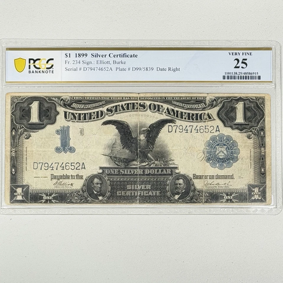 1899 $1 United States Silver Certificate PCGS VF25 BLACK EAGLE US Note Fr. 234 - Image 1 of 2