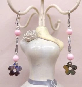 Orecchini Acciaio Inox E Agata Rosa Pastello - Foto 1 di 1