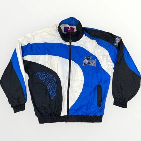 Vintage Pro Player Carolina Panthers Windbreaker Jacket Mens Large Color Block Cover