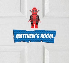 Personalised Deadpool Vinyl Door Sign Avengers Iron Man Superhero Spiderman