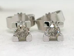 Par de pendientes solitarios brillantes oro blanco 585 oro 14 quilates total 0,25 quilates brillantes - Imagen 1 de 3