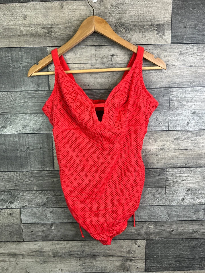 Traje de baño Elomi Bazaruto talla UK 36F rojo ganchillo traje de baño sin cable Foto 1 de 4