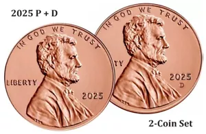 2025 P+D Lincoln Penny / Cent 2-Coin Set ~ Soon the end of the Penny - Picture 1 of 2