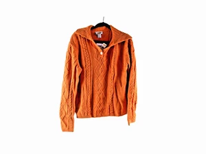 TALBOTS Women's XL Autumn Orange Cable Knit Cotton Blend Cowl Neck Sweater NEW - Picture 1 of 7