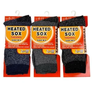 Men Warm Thermal Socks Heated Sox Winter Work Thick Heat Soft Sock Mens AUS 8-11 - Foto 1 di 8