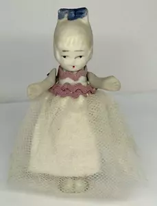 3" Antique All Bisque Frozen Charlotte made in Japan Doll Dollhouse Jointed Arms - Picture 1 of 20