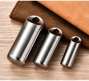 Titanium Pill Holder Case Organizer Container Waterproof Portable Keychain EDC - Bild 1 von 23