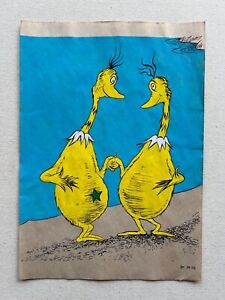 Dr. Seuss Drawing on paper (Handmade) signed and stamped vtg art