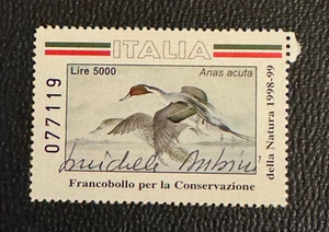 1998 Italien - Entenmarke Wildlife Habitat Conservation - Künstler signiert - Bild 1 von 2