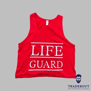 H.E.Arts Male LIFEGUARD custom print men red cotton Crop tank top - Picture 1 of 7
