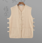 Men Summer Cotton Linen Waistcoat Sleeveless Tank Chinese Taichi Kungfu Top