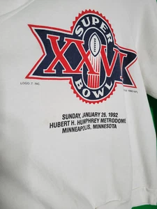Sudadera Super Bowl XXVI 1992 Hubert H. Humphrey Metrodome Minneapolis MN Crew - Imagen 1 de 13