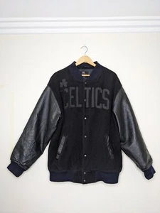 NBA UNK Boston Celtics Leather Varsity Bomber Jacket Adult M Medium Black - Bild 1 von 19