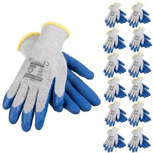 JORESTECH Safety Work Gloves Grey Knitted Cotton with Blue Latex Crinkle Coatin - Picture 1 of 6