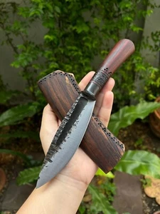 Handmade Thai E-nep machete camp knife 5.2" forged blade, Rosewood handle & Teak - Picture 1 of 21