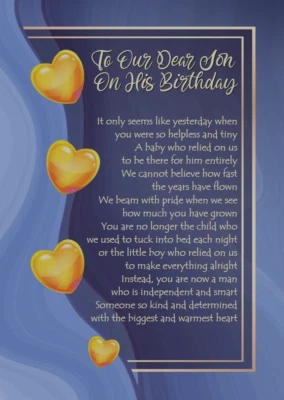PICTURE THIS NEW DESIGN To OUR Dear Son On His Birthday A5 Card for Him Birthday Love
