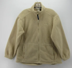 VINTAGE LL Bean Jacket Women Small Petites Beige Oatmeal Fleece Coat 90s Zip Up - Picture 1 of 14