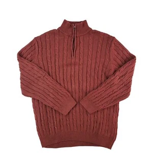 Croft And Barrow Mens Maroon Cable Knit Half Zip Pullover Sweater- Large - Picture 1 of 14