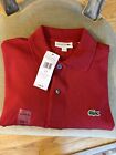 Lacoste Mens NWT $110 Petit Pique Cotton Mesh Polo Shirt Small Dark Red