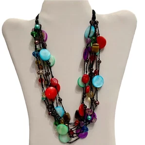 Premier Designs Spectrum Bib Necklace Colorful Multi-Strand Hematite Retired - Picture 1 of 11