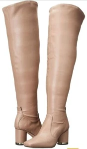 Stivali donna Franco Sarto larghi polpaccio beige pisabt al ginocchio tacco a blocco misura 9,5M - Foto 1 di 10