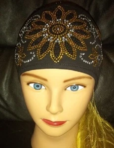Julies Flower Black/Gold/Polly Pony/Opening in the back by Rhinestone Headbands! - Picture 1 of 2