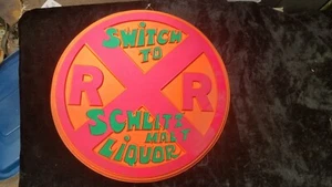 Vintage 1960's 70's Switch To SCHLITZ Malt Liquor RR Railroad Plastic Sign 15.5" - Picture 1 of 6