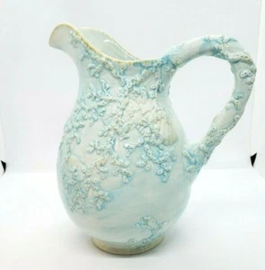 Blue Sky Clayworks Muschelkrug abgenutzt blau Keramik 8" hoch 2010 EUC - Bild 1 von 11