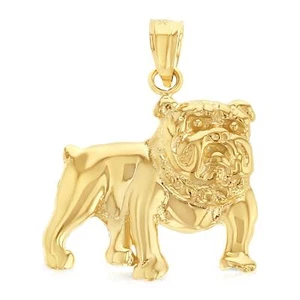 Colgante dije animal bulldog de oro amarillo de 14 K para collar o cadena - Imagen 1 de 6