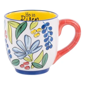 Coffee Mug He Is Risen Christian Flower Design Easter Greeting 16 Ounce - Picture 1 of 2