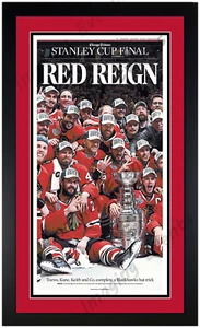 Chicago Blackhawks Stanley Cup Champions 2015 ¡Impresión de periódico mate y enmarcada! - Imagen 1 de 1