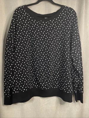 Sudadera Old Navy Para Mujer Talla XXL Negra Blanca Lunares Cuello Redondo Mangas Largas Foto 1 de 4