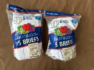 2 Packs VTG 2002 NOS Boys Fruit Of The Loom Double Stripe Briefs 8 total 10/12Lg - Picture 1 of 6