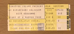 1982 OZZY OSBOURNE W/ RANDY RHOADS MADMAN TOUR CINCINNATI CONCERT TICKET STUB - Picture 1 of 2