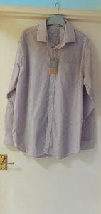 (#38). JACK REID  BNWT mens Shirt white Purple striped L Chest 46" Col 16.5" - Picture 1 of 6