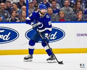 Nikita Kucherov Tampa Bay Lightning Unsigned Blue Jersey Skating Photo - Picture 1 of 1