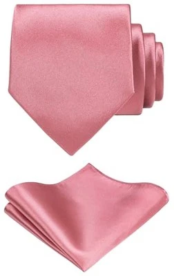 Corbata formal TIE G tejido satinado liso teñido color y cuadrado de bolsillo rosa vieja Foto 1 de 4