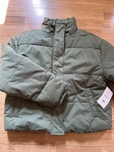 RVCA Eezeh Puffer Cropped Jacket Green New With Tags Medium - Picture 1 of 5