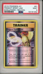 2016 Pokemon XY Evoluzioni Pidgeot Spirit Link Reverse Foil Holo #81 PSA 9 - Foto 1 di 2